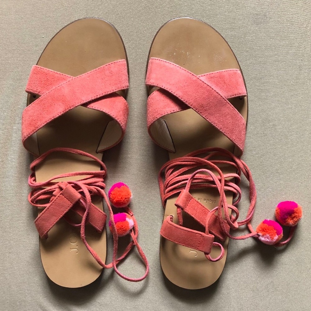 J. Crew Ankle Wrap Lace Up Sandals Sz. 6.5 Made in Italy